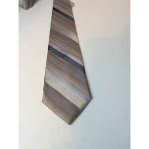 J Ferrar Luxury Tie Gray Tones Striped Silk Necktie 58" x 3.5"